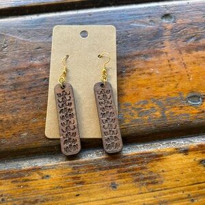 Elegant Brown Wooden Earrings